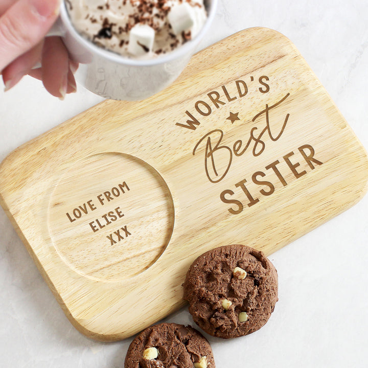 Personalised World's Best Wooden Coaster Tray in gift category Personalised Coasters