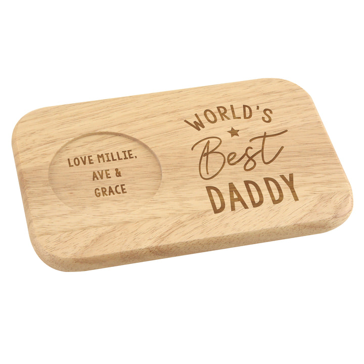 Personalised World's Best Wooden Coaster Tray in gift category Personalised Coasters