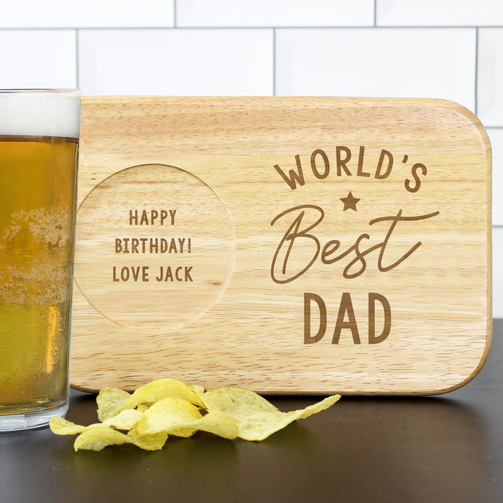 Personalised World's Best Wooden Coaster Tray in gift category Personalised Coasters