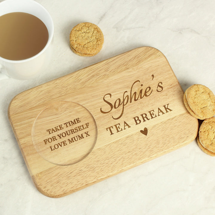 Buy Personalised Heart Design Wooden Coaster Tray available now at www.giftsfinder.co.uk