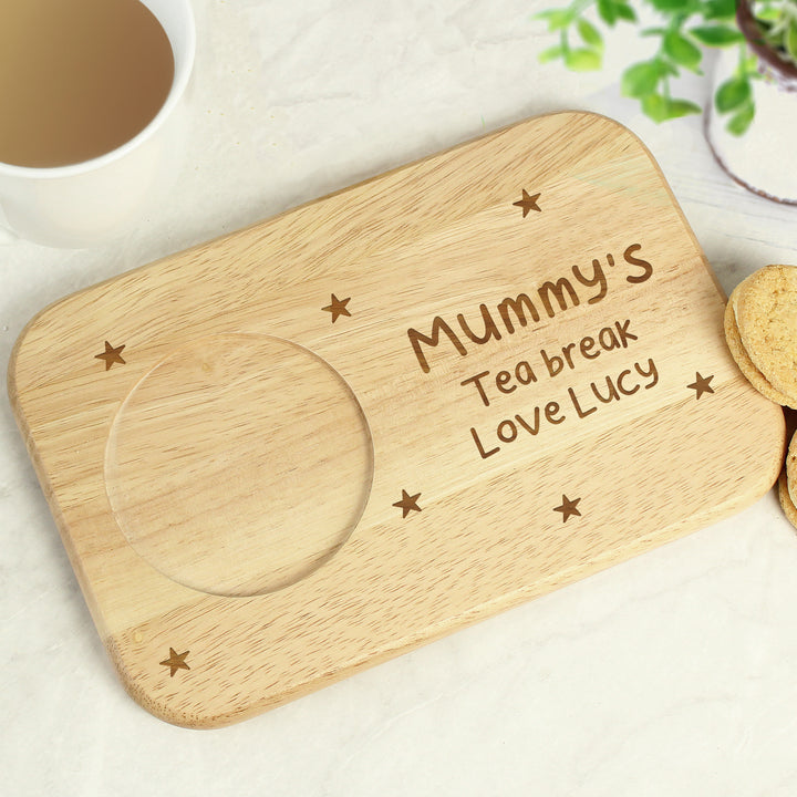 Personalised Stars Wooden Coaster Tray in gift category Personalised Coasters