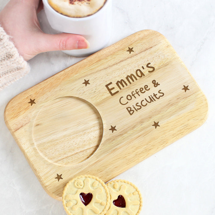 Personalised Stars Wooden Coaster Tray in gift category Personalised Coasters