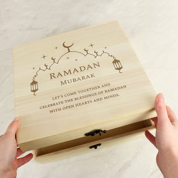 Buy Personalised Eid Large Wooden Keepsake Box available now at www.giftsfinder.co.uk