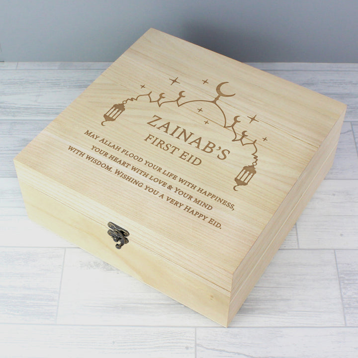 Buy Personalised Eid and Ramadan Large Wooden Keepsake Box available now at www.giftsfinder.co.uk