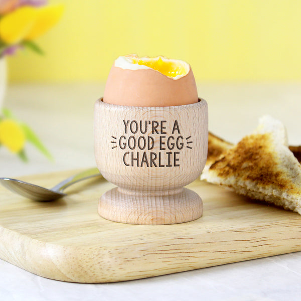 Personalised Wooden Egg Cup in gift category Personalised Egg Cups