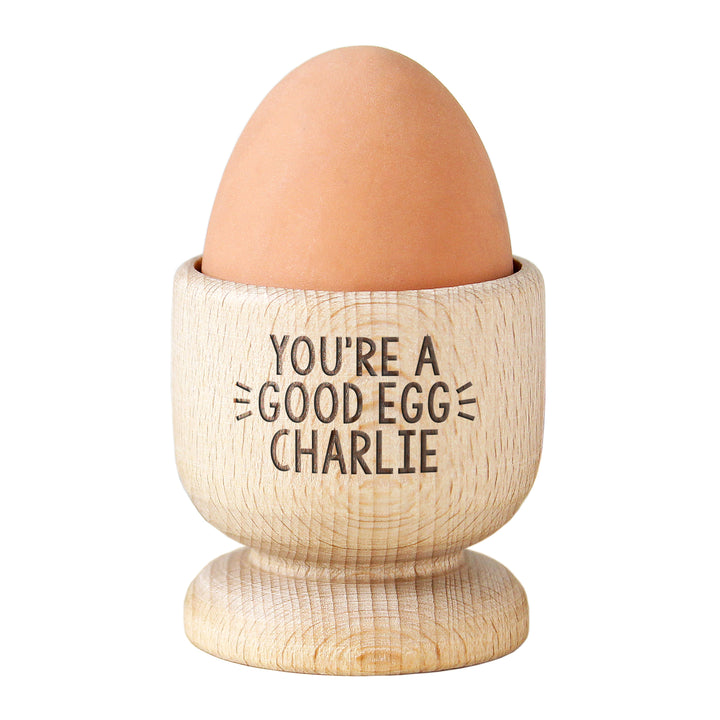 Personalised Wooden Egg Cup in gift category Personalised Egg Cups