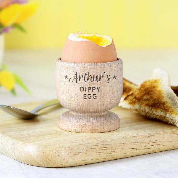 Personalised Stars Wooden Egg Cup - part of the Personalised Egg Cups collection