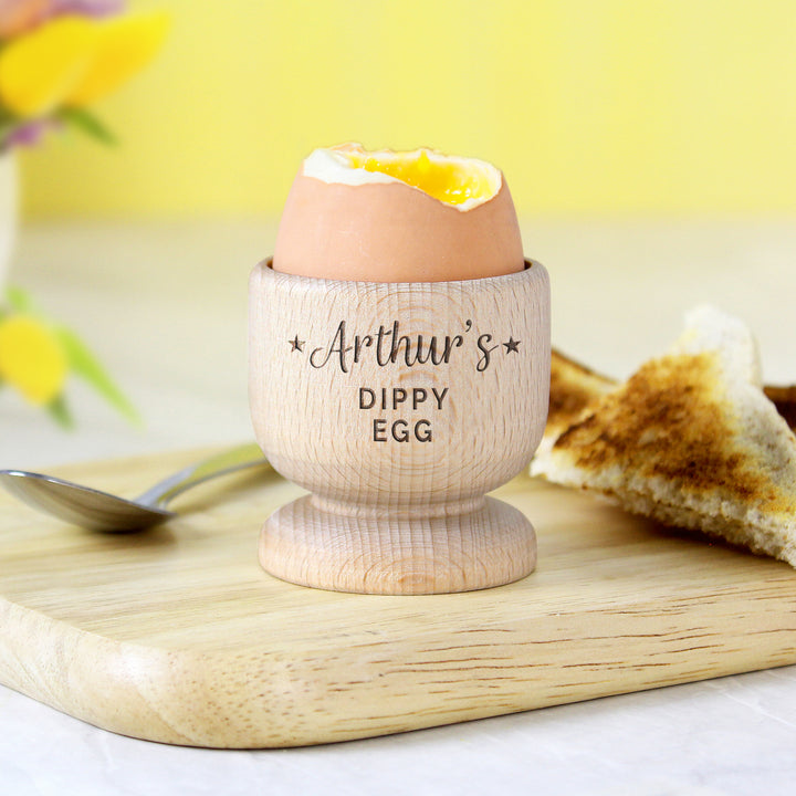 Personalised Stars Wooden Egg Cup in gift category Personalised Egg Cups