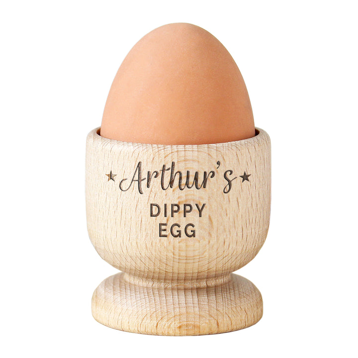 Personalised Stars Wooden Egg Cup in gift category Personalised Egg Cups