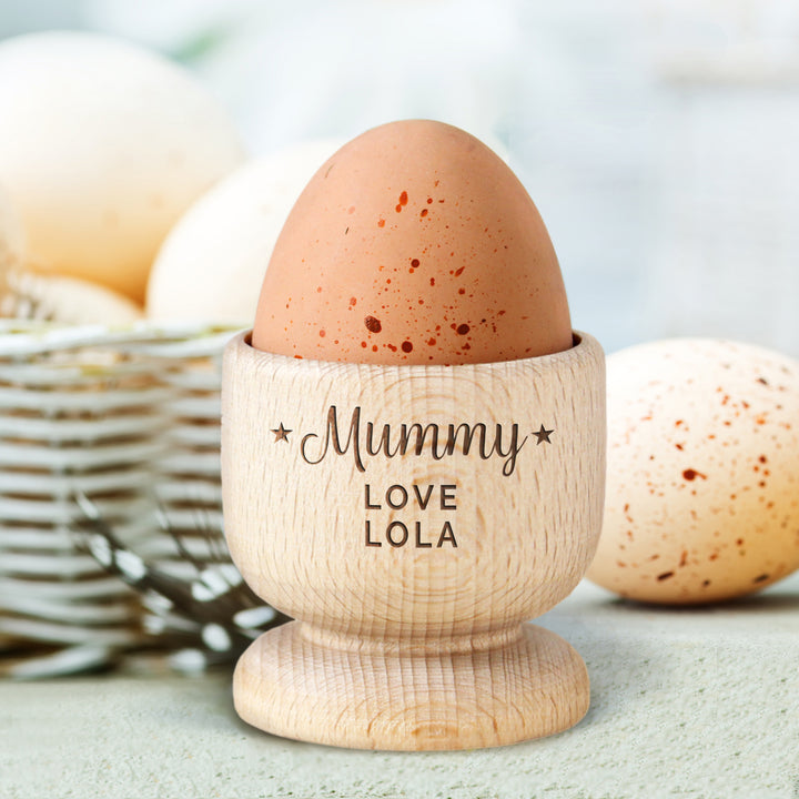 Personalised Stars Wooden Egg Cup in gift category Personalised Egg Cups