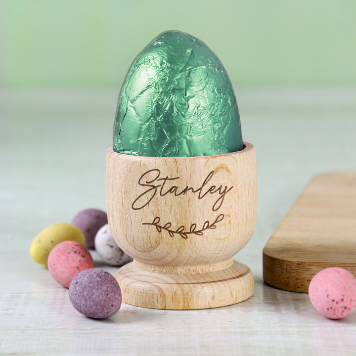 Buy Personalised Name Wooden Egg Cup at www.giftsfinder.co.uk