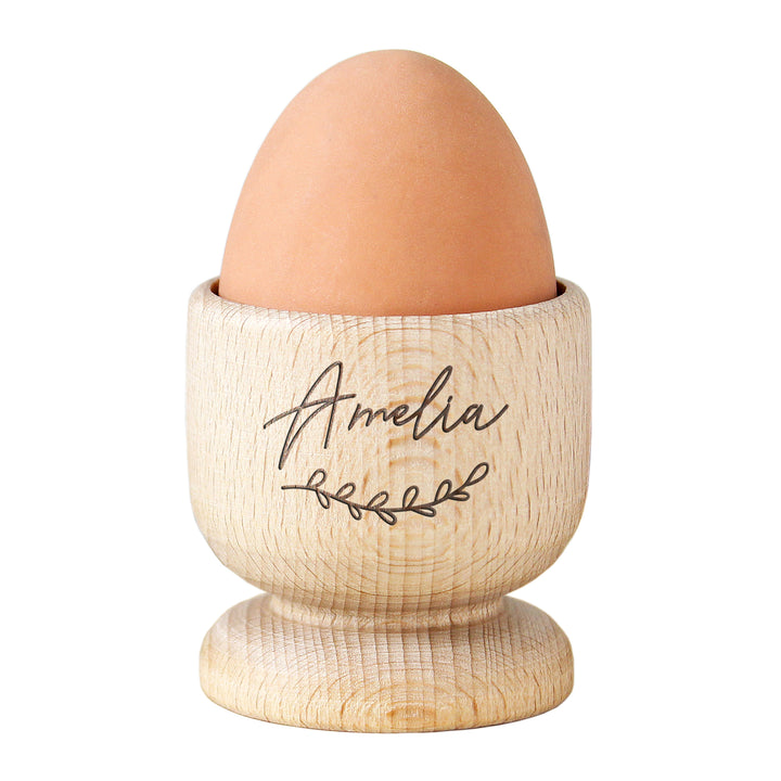 Buy Personalised Name Wooden Egg Cup at www.giftsfinder.co.uk