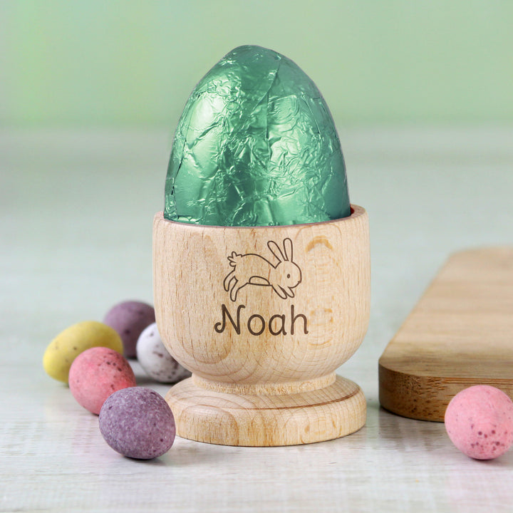 Buy Personalised Bunny Wooden Egg Cup available now at www.giftsfinder.co.uk