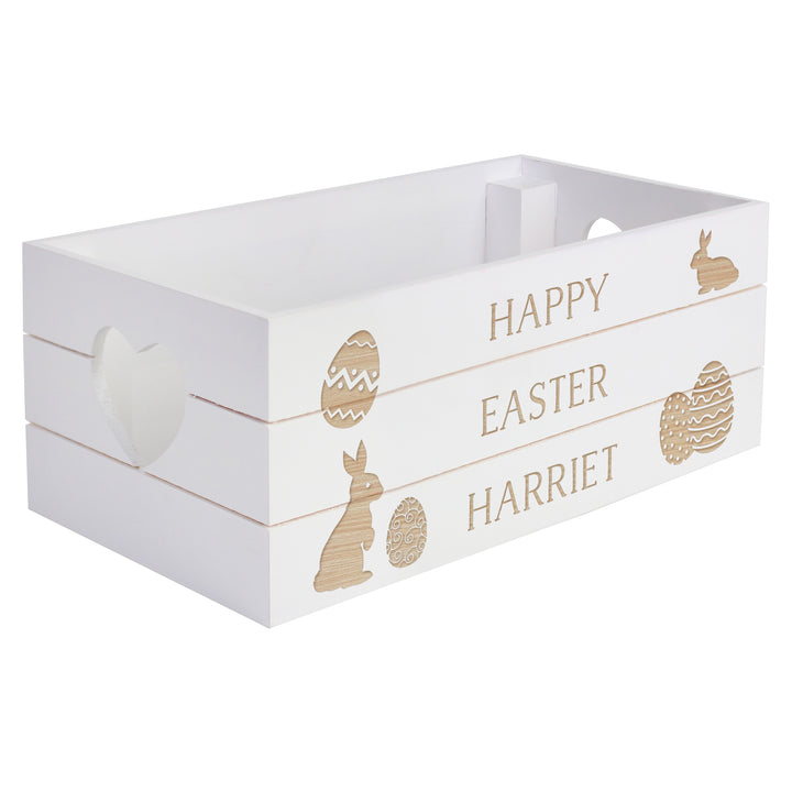 Buy Personalised Easter Bunny White Wooden Crate available now at www.giftsfinder.co.uk