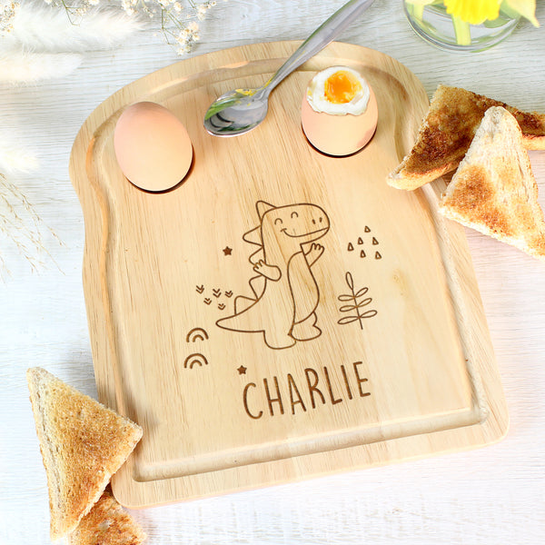 Buy Personalised Dinosaur Egg & Toast Board available now at www.giftsfinder.co.uk