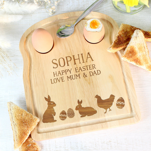 Personalised Spring Egg & Toast Board in gift category Personalised Toast Boards