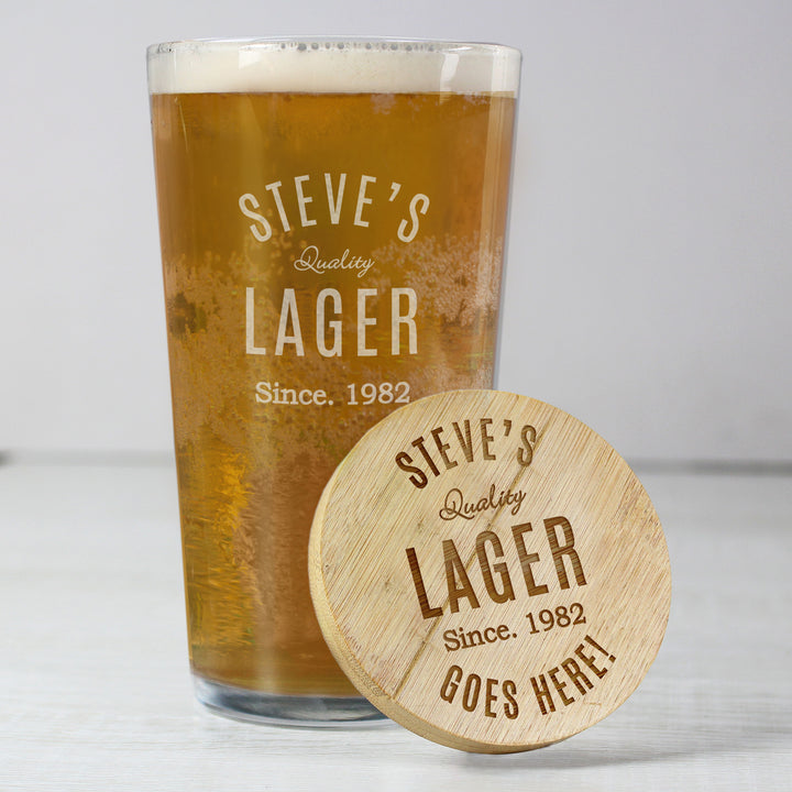 Buy Personalised Free Text Bamboo Bottle Opener Coaster and Pint Glass available now at www.giftsfinder.co.uk