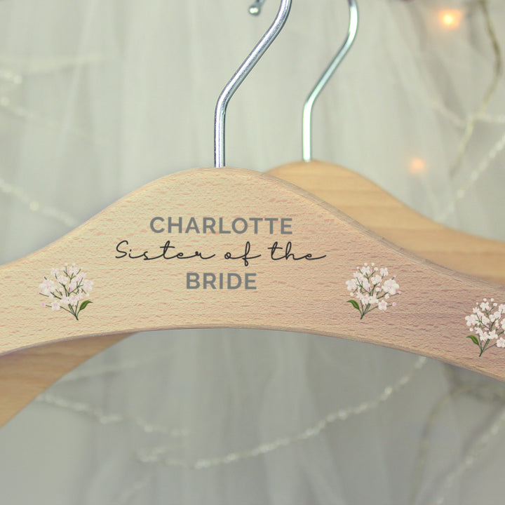 Personalised White Floral Wooden Hanger in gift category Personalised Clothes Hangers