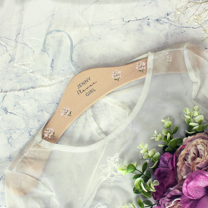 Personalised White Floral Wooden Hanger in gift category Personalised Clothes Hangers