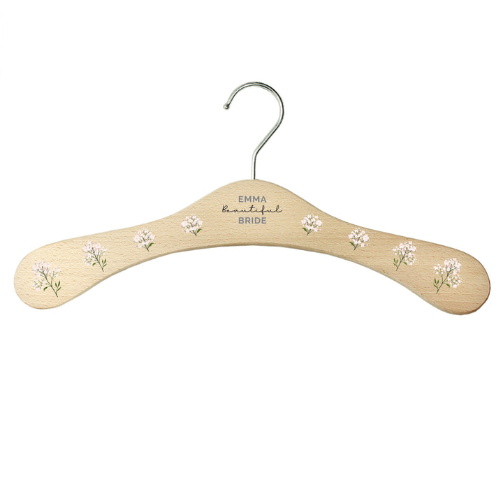 Personalised White Floral Wooden Hanger in gift category Personalised Clothes Hangers