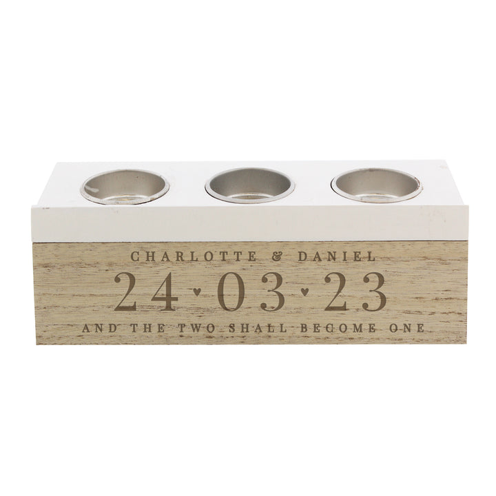 Personalised Large Date Triple Tea Light Box - part of the Gifts Finder Personalised Tea Light Holders collection