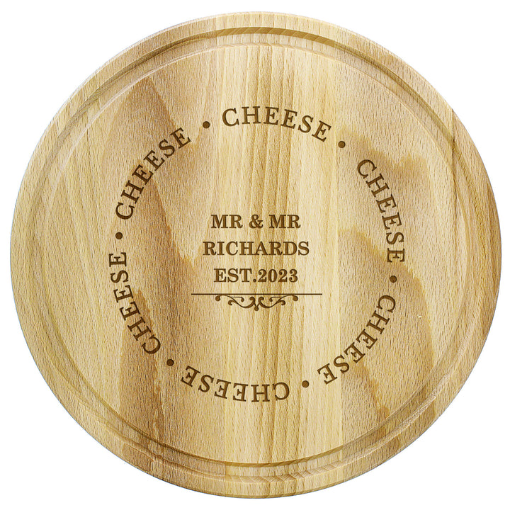 Buy Personalised Cheese Round Chopping Board available now at www.giftsfinder.co.uk