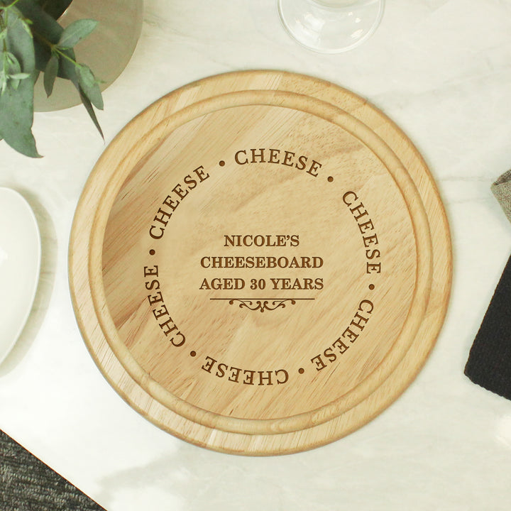 Buy Personalised Cheese Round Chopping Board available now at www.giftsfinder.co.uk