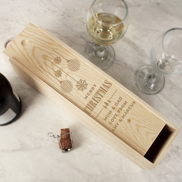 Buy Personalised Christmas Wooden Wine Box available now at www.giftsfinder.co.uk