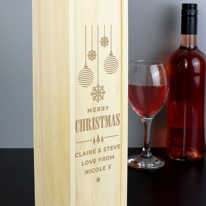 Buy Personalised Christmas Wooden Wine Box available now at www.giftsfinder.co.uk