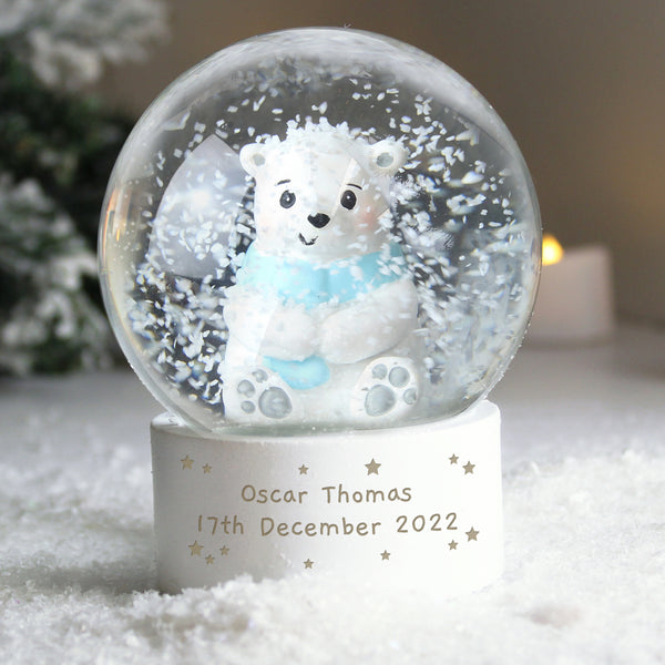 Buy Personalised Polar Bear Snow Globe at www.giftsfinder.co.uk