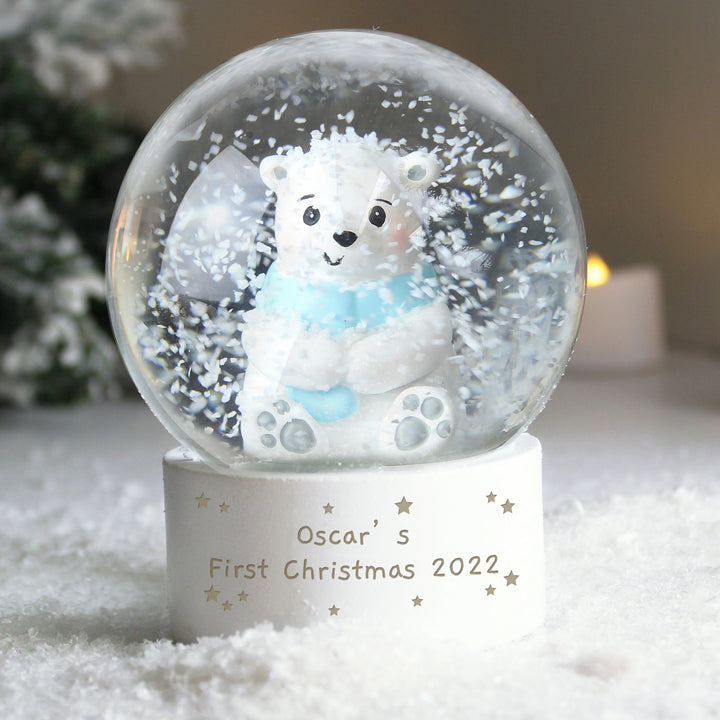 Buy Personalised Polar Bear Snow Globe at www.giftsfinder.co.uk