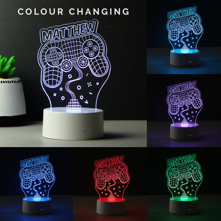 Buy Personalised Name Gaming LED Colour Changing Night Light at www.giftsfinder.co.uk