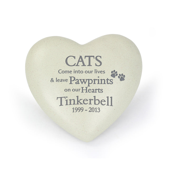 Buy Personalised Cat Pawprints Heart Memorial available now at www.giftsfinder.co.uk