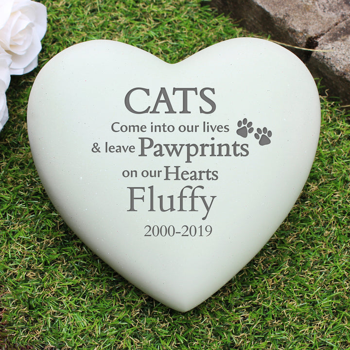 Buy Personalised Cat Pawprints Heart Memorial available now at www.giftsfinder.co.uk