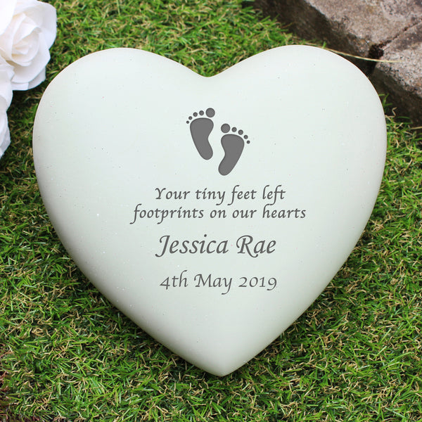 Buy Personalised Footprints Heart Memorial available now at www.giftsfinder.co.uk