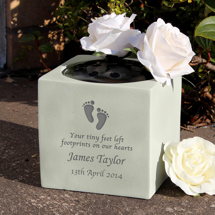 Buy Personalised Footprints Memorial Vase available now at www.giftsfinder.co.uk