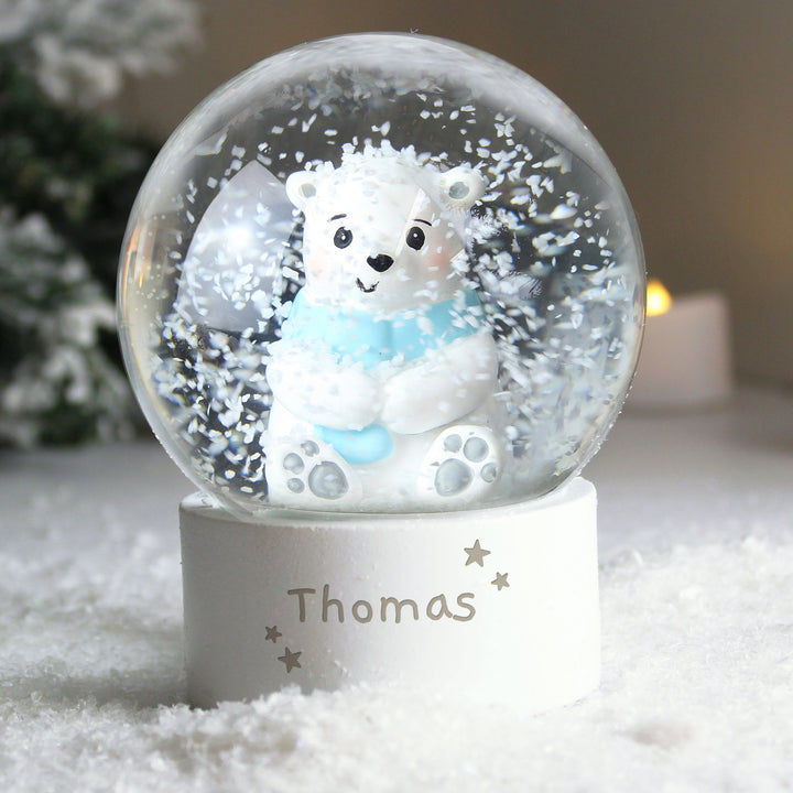 Buy Personalised Polar Bear Any Name Snow Globe at www.giftsfinder.co.uk