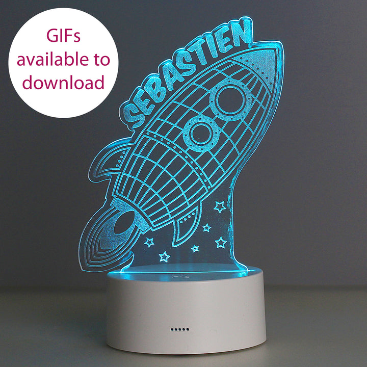 Buy Personalised Rocket LED Colour Changing Wireframe Night Light at www.giftsfinder.co.uk