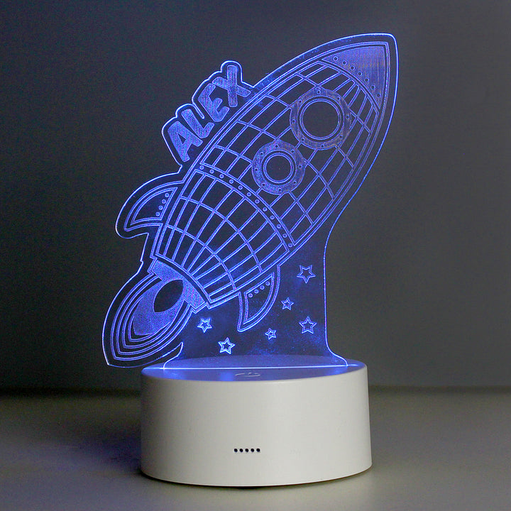 Buy Personalised Rocket LED Colour Changing Wireframe Night Light at www.giftsfinder.co.uk