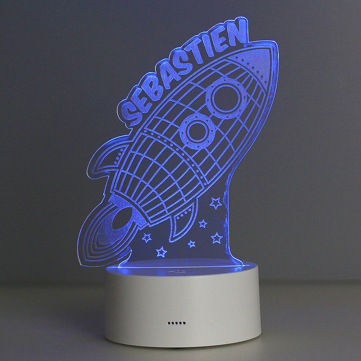 Buy Personalised Rocket LED Colour Changing Wireframe Night Light at www.giftsfinder.co.uk