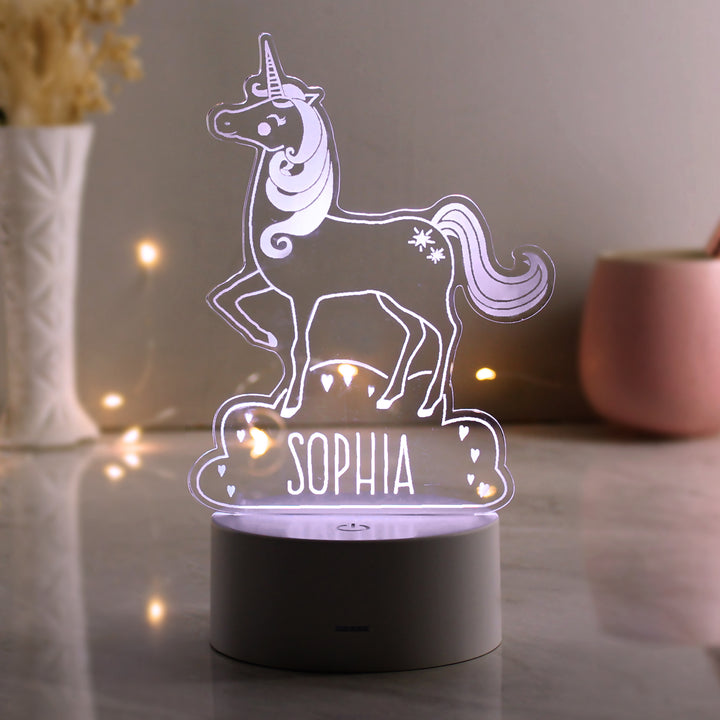 Buy Personalised Unicorn LED Colour Changing Night Light at www.giftsfinder.co.uk