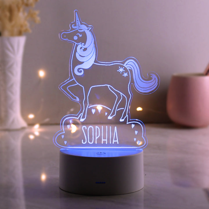 Buy Personalised Unicorn LED Colour Changing Night Light at www.giftsfinder.co.uk