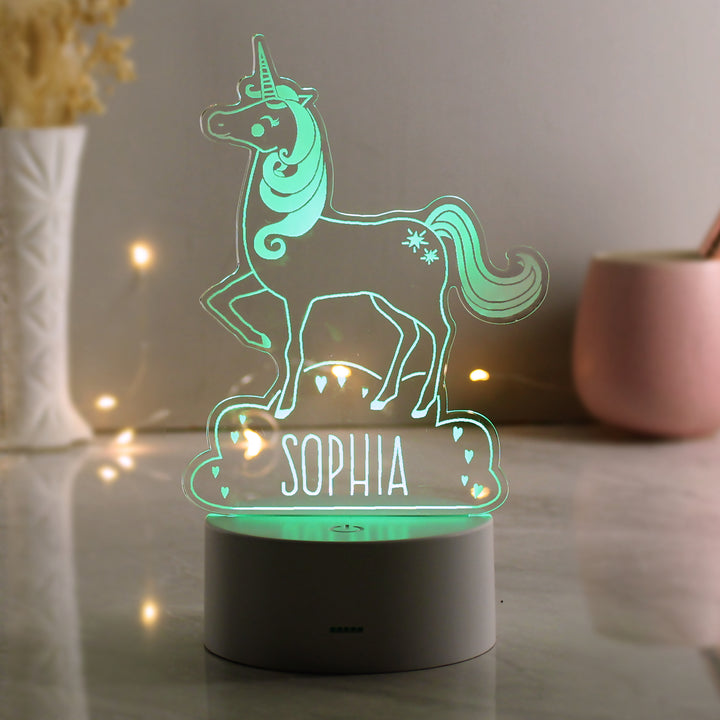 Buy Personalised Unicorn LED Colour Changing Night Light at www.giftsfinder.co.uk