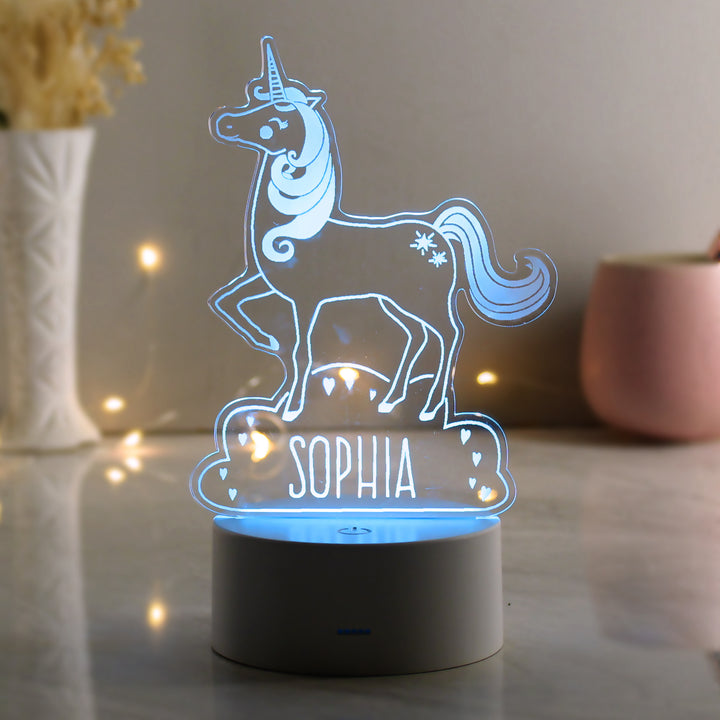 Buy Personalised Unicorn LED Colour Changing Night Light at www.giftsfinder.co.uk