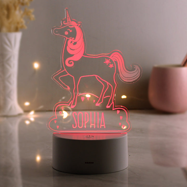 Buy Personalised Unicorn LED Colour Changing Night Light at www.giftsfinder.co.uk