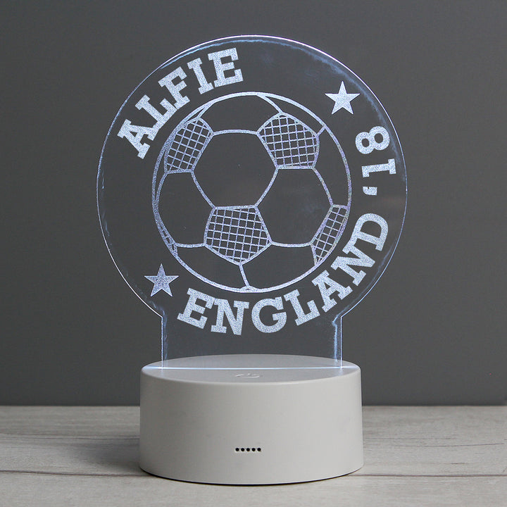 Personalised Football LED Colour Changing Desk Night Light - part of the Gifts Finder Personalised Night Lights collection