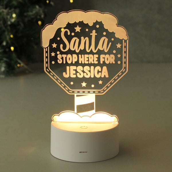 Buy Personalised Santa Stop Here LED Colour Changing Night Light at www.giftsfinder.co.uk