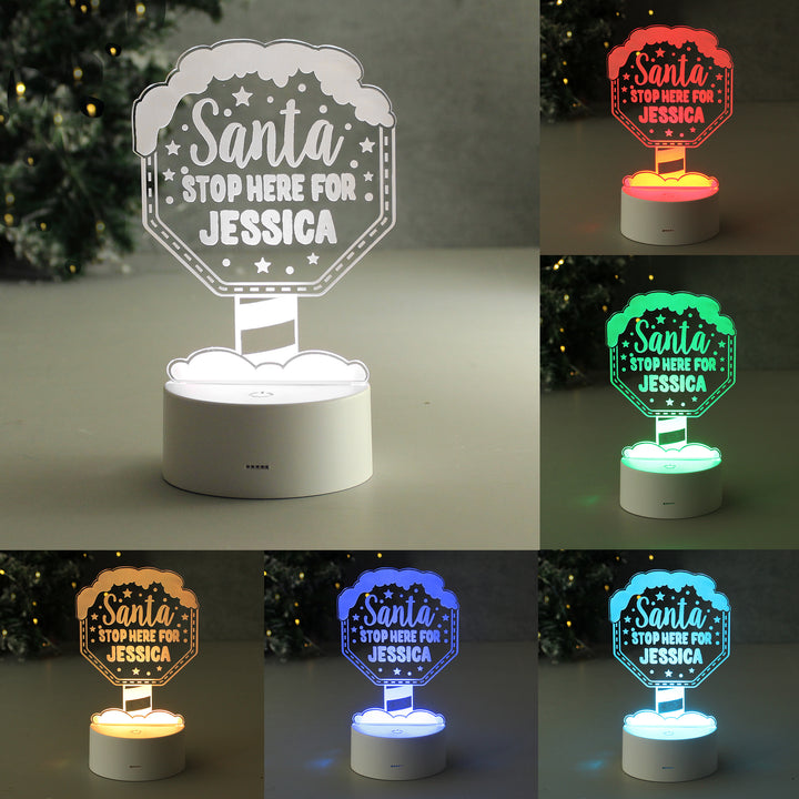 Buy Personalised Santa Stop Here LED Colour Changing Night Light at www.giftsfinder.co.uk