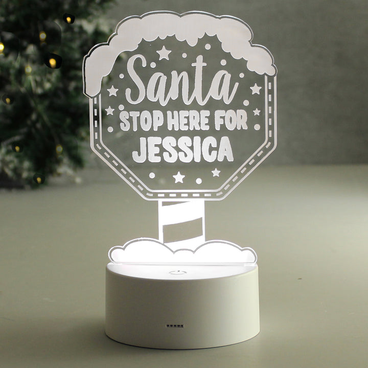 Buy Personalised Santa Stop Here LED Colour Changing Night Light at www.giftsfinder.co.uk