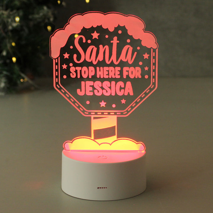 Buy Personalised Santa Stop Here LED Colour Changing Night Light at www.giftsfinder.co.uk